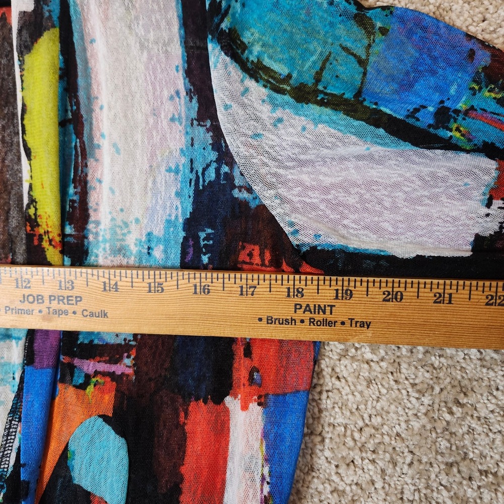Ali Miles Cardigan Abstract Multicolor‎ Mesh Open Front Artistic Topper Size M - Picture 5 of 9